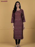 Wine Shade Rayon Printed Kurti