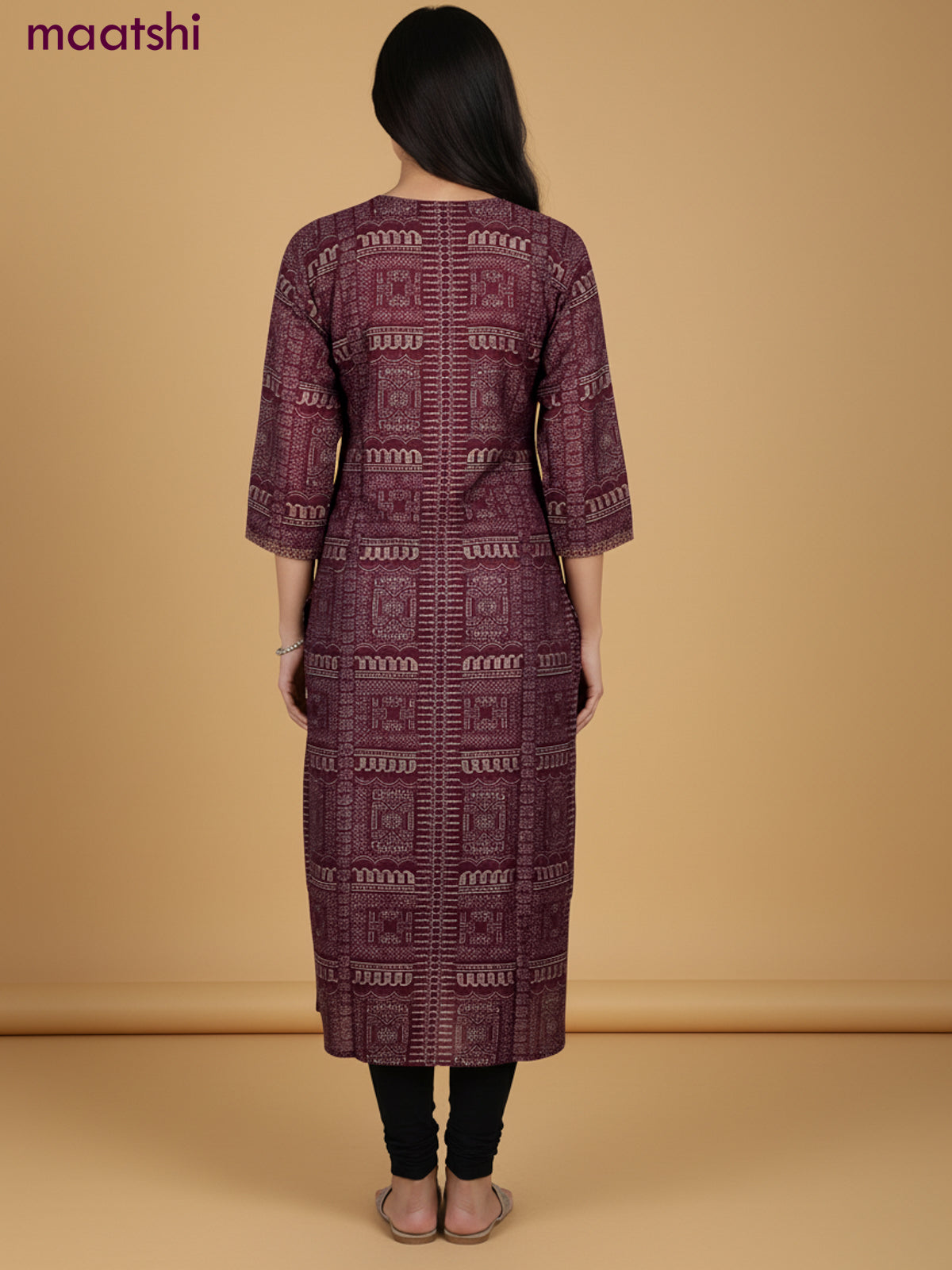 Wine Shade Rayon Printed Kurti