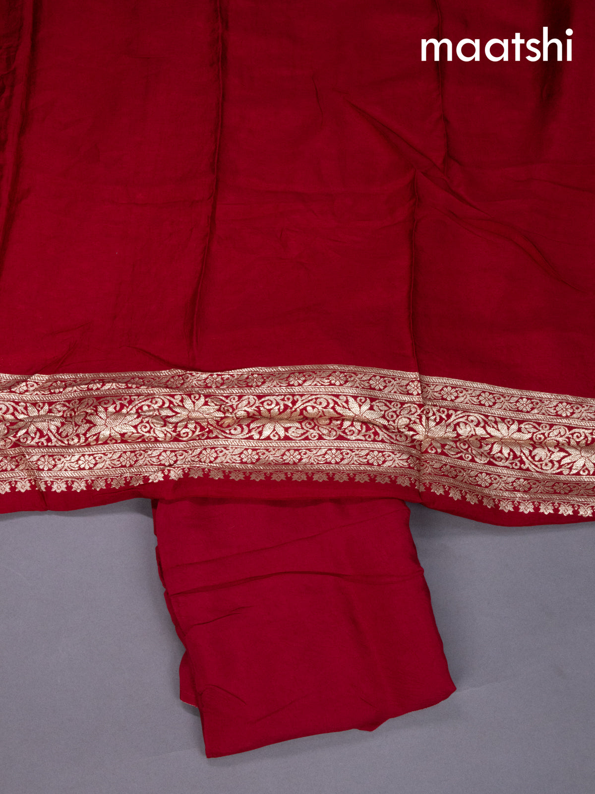 Maroon Banarasi Silk Dress Material With Zari Buttas Weaves