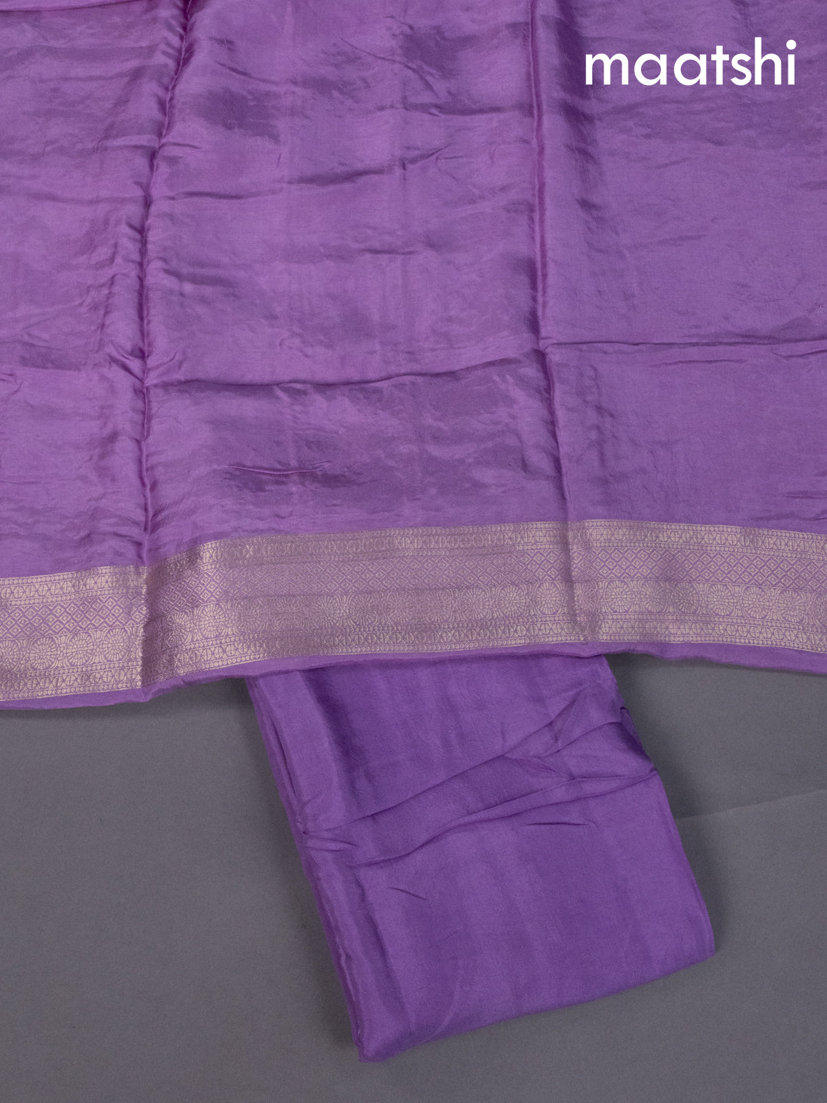 Lavender Banarasi Silk Dress Material With Zari Weaves