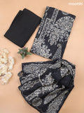 Black Mul Chanderi Dress Material With Prints & Kantha Stitch Work Pattern