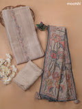 Beige Munga Cotton Dress Material With Embroidery Work Neck Pattern