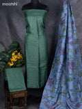 Pure tussar dress material green and pastel blue with knot work and bottom & pita work dupatta