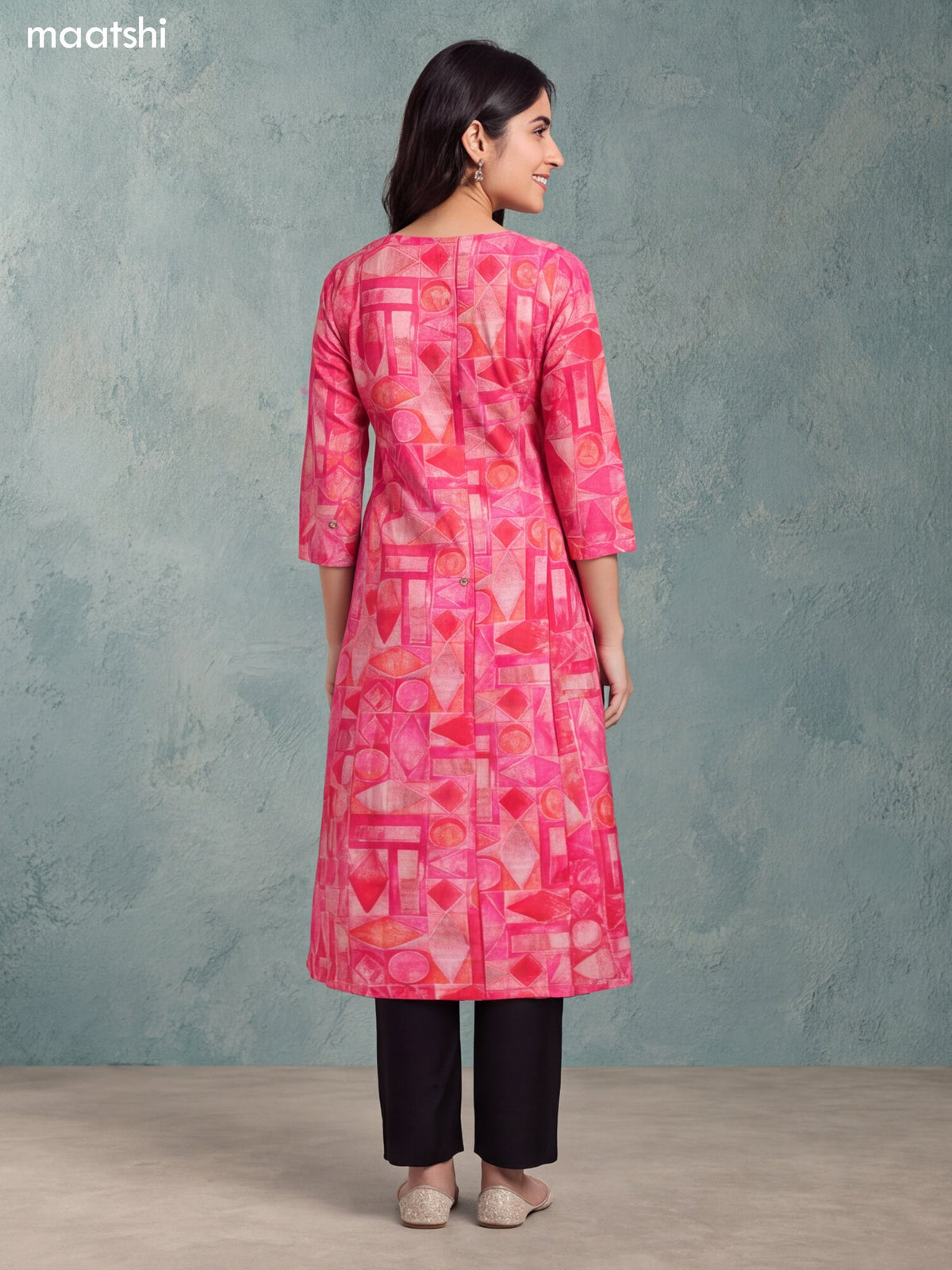 Pink Modal Printed Straight Kurti