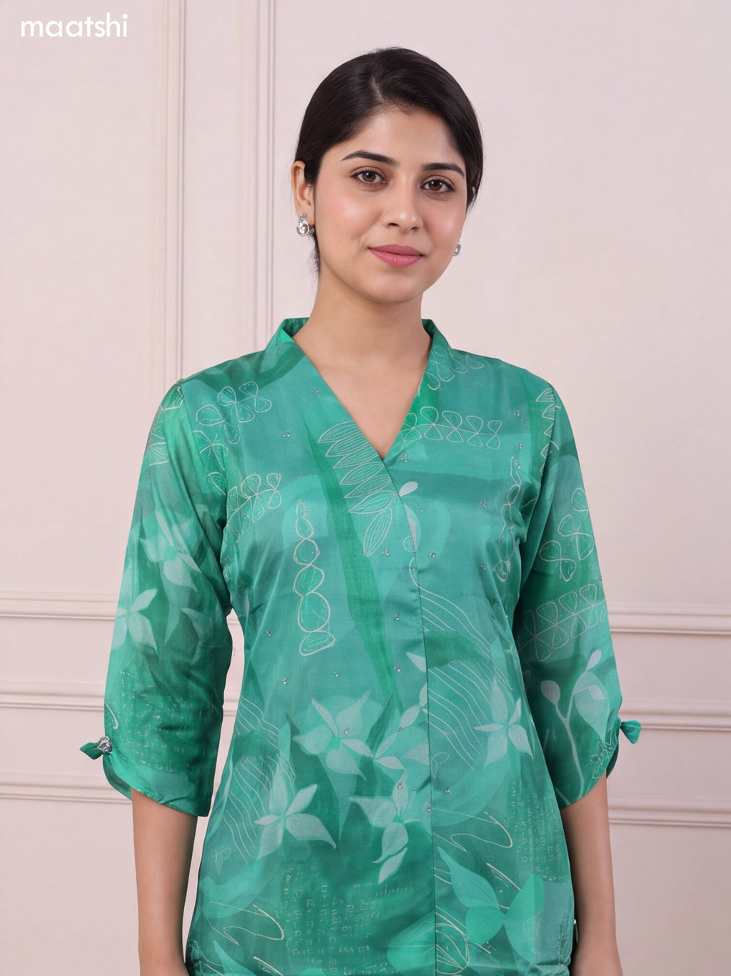 Green Modal Printed Straight Kurti