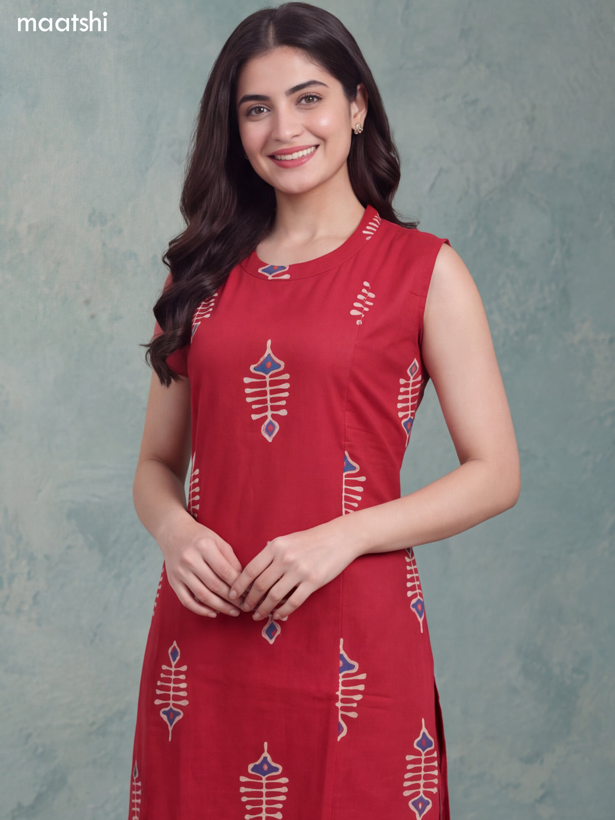 Dark Rust Cotton Printed Long Co-Ord Set