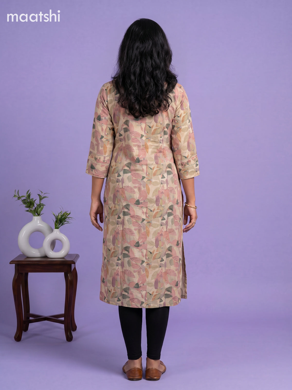 Sandal Linen Cotton Printed & Embroidery Work Straight Kurti