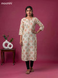 Sandal Linen Cotton Printed & Embroidery Work Straight Kurti