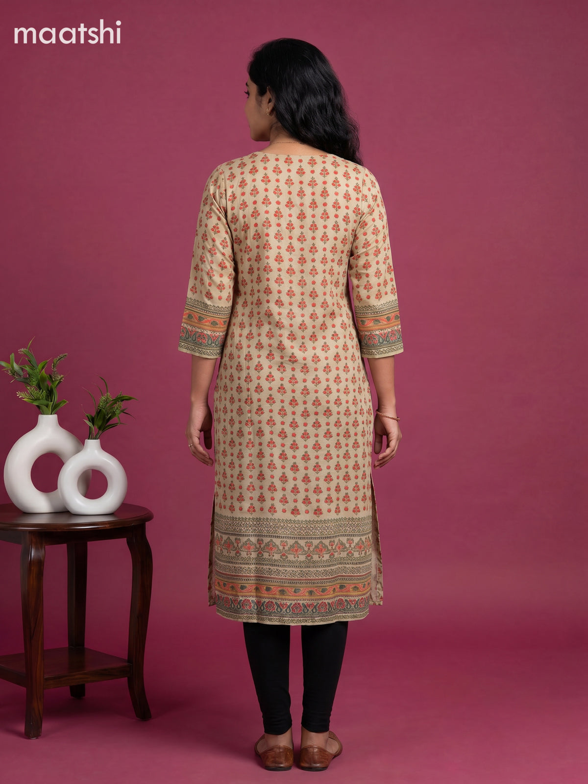 Pale Yellow and Peach Pink Muslin Printed Staight Kurti
