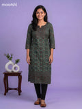 Sap Green and Maroon Muslin Printed Staight Kurti