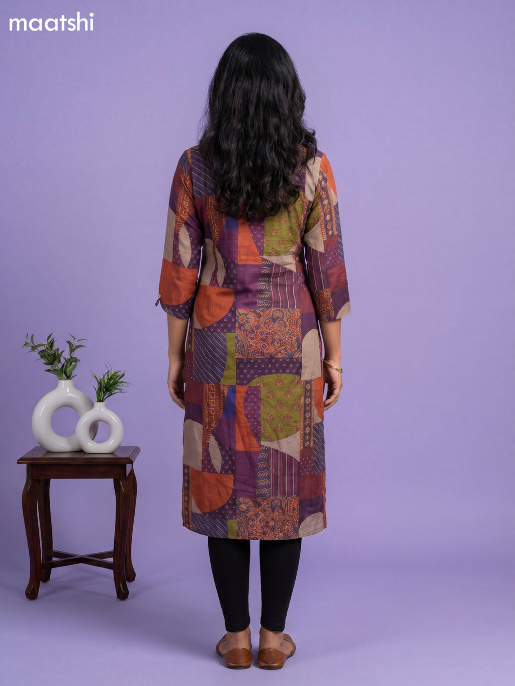 Multi Colour Art Tussar Embroidry Work Straight Kurti