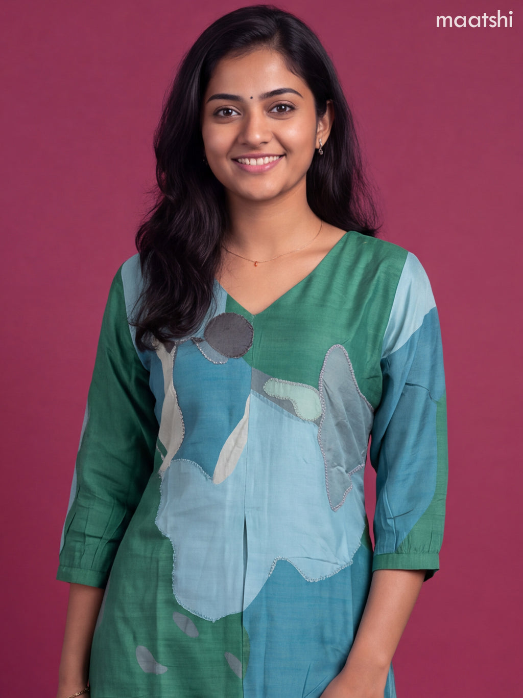 Multi Colour Art Tussar Printed & Embroidery Work Straight Kurti