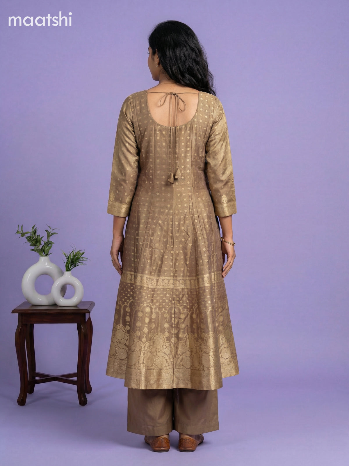 Sandal Tissue Banarasi Style Anarkali Suit