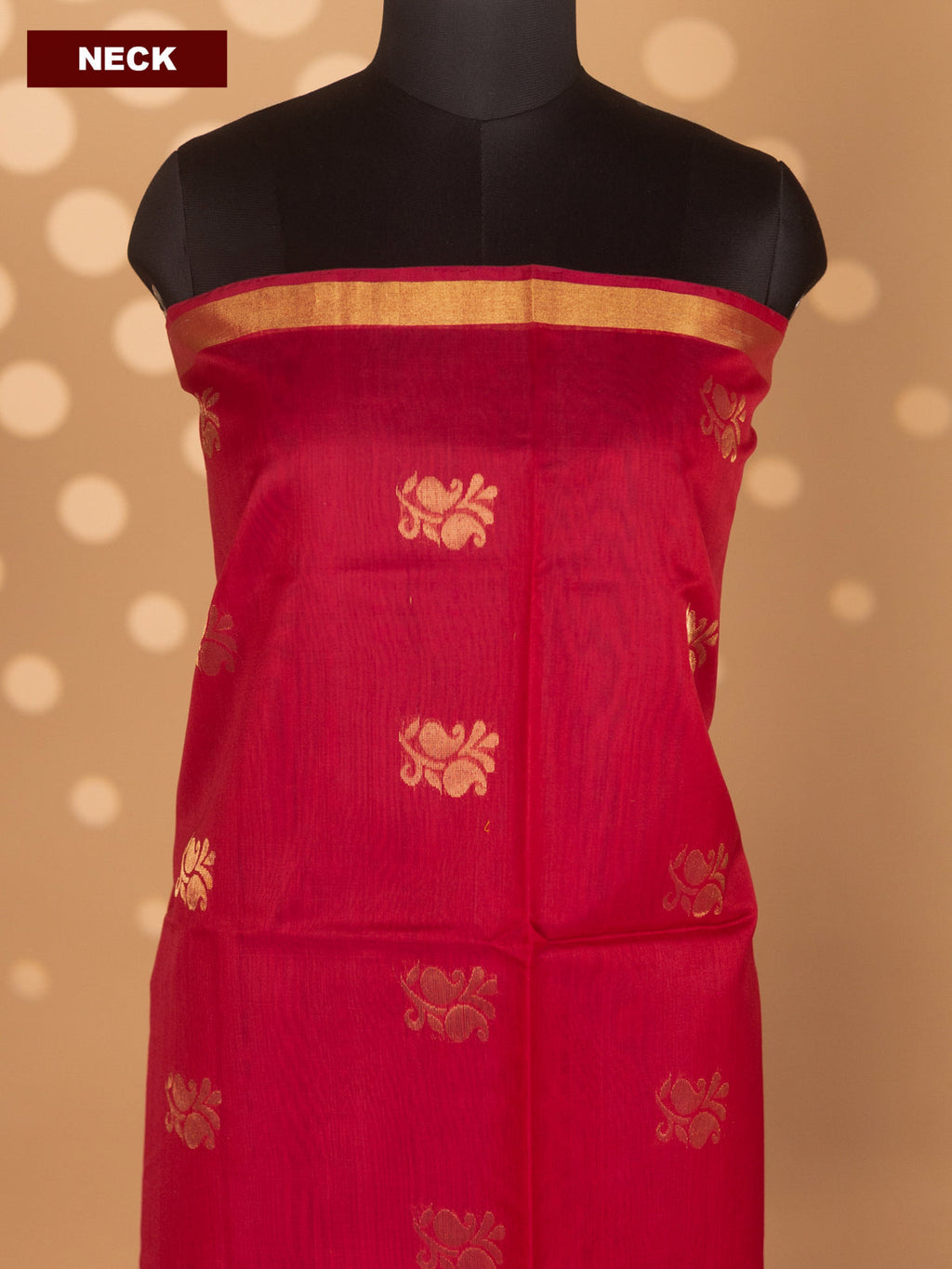 Pink and Mustard Yellow Silk Cotton Dress Material With Zari Woven Buttas and Bottom & Zari Dupatta