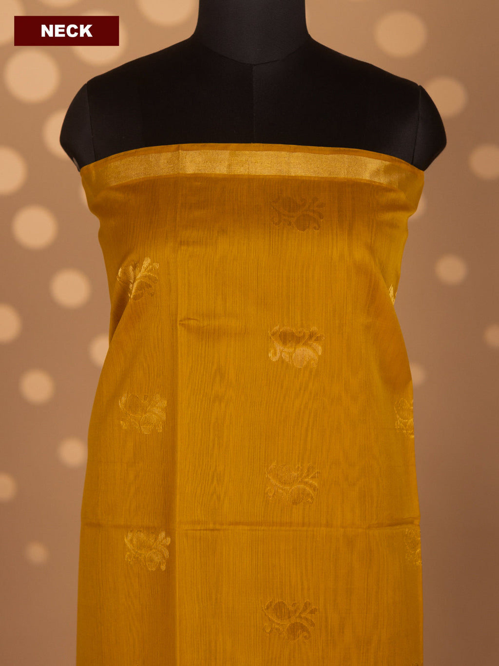 Mustard Yellow and Pink Silk Cotton Dress Material With Zari Woven Buttas and Bottom & Zari Dupatta