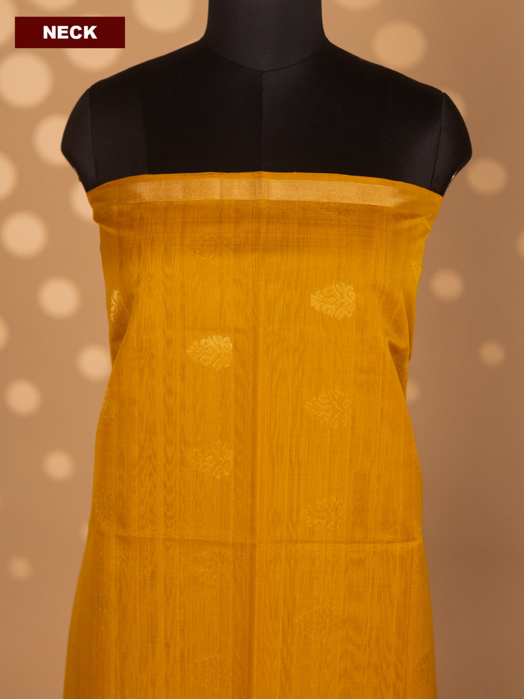 Mango Yellow and Green Silk Cotton Dress Material With Zari Woven Buttas and Bottom & Zari Dupatta