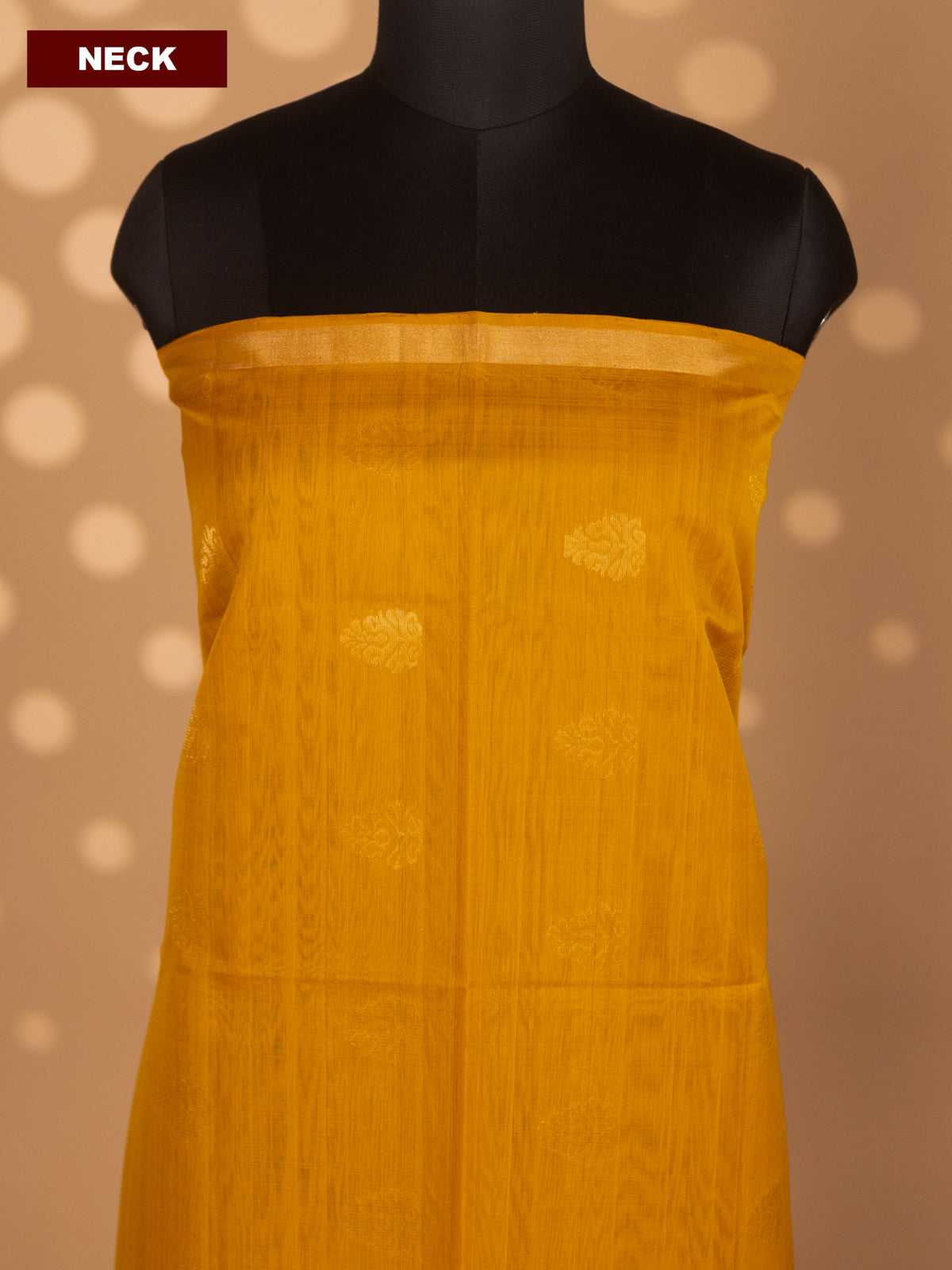 Mango Yellow and Green Silk Cotton Dress Material With Zari Woven Buttas and Bottom & Zari Dupatta