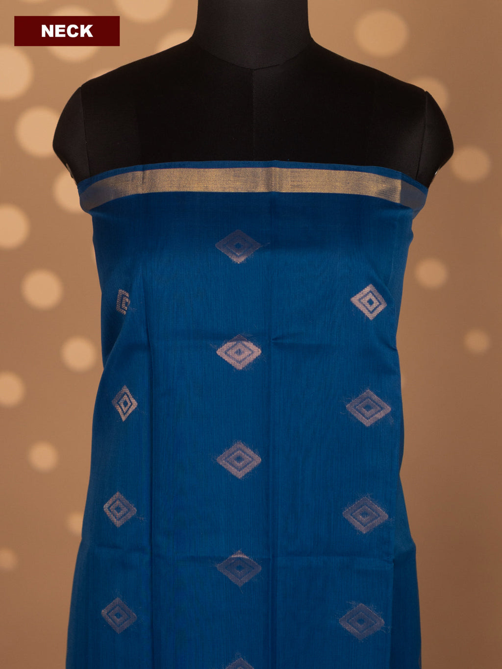 Peacock Blue and Sandal Silk Cotton Dress Material With Zari Woven Buttas and Bottom & Zari Dupatta