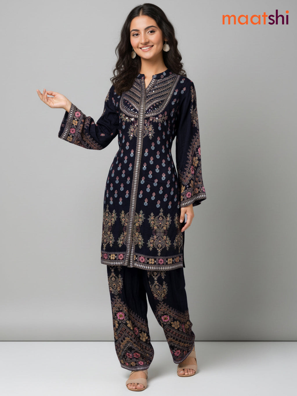 Black Muslin Ajrakh Printed Co-Ord Set