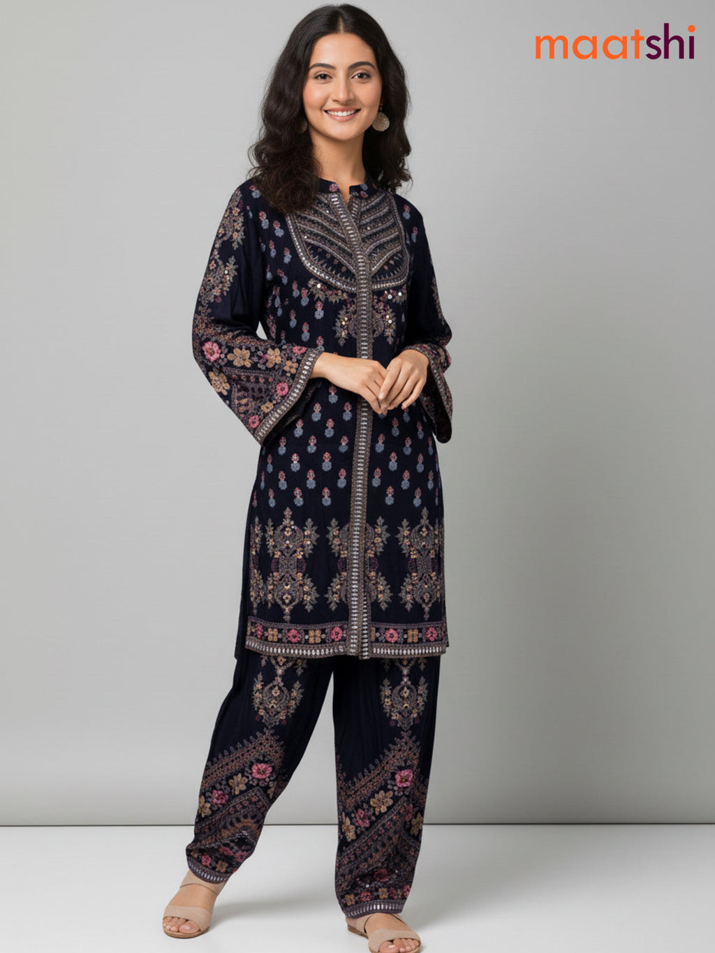 Black Muslin Ajrakh Printed Co-Ord Set
