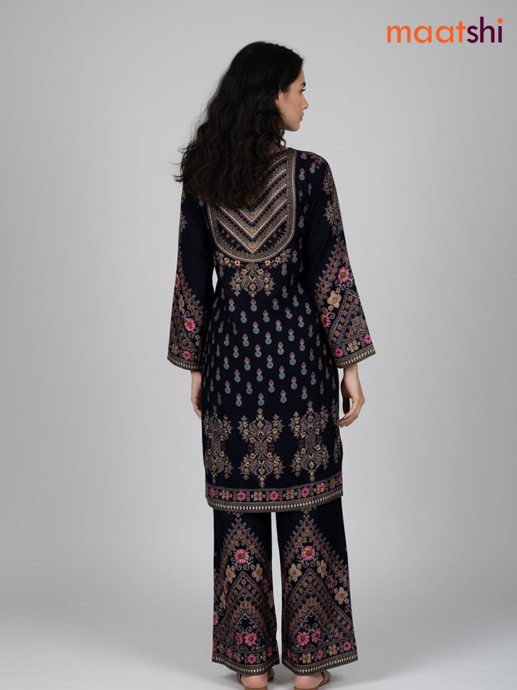 Black Muslin Ajrakh Printed Co-Ord Set