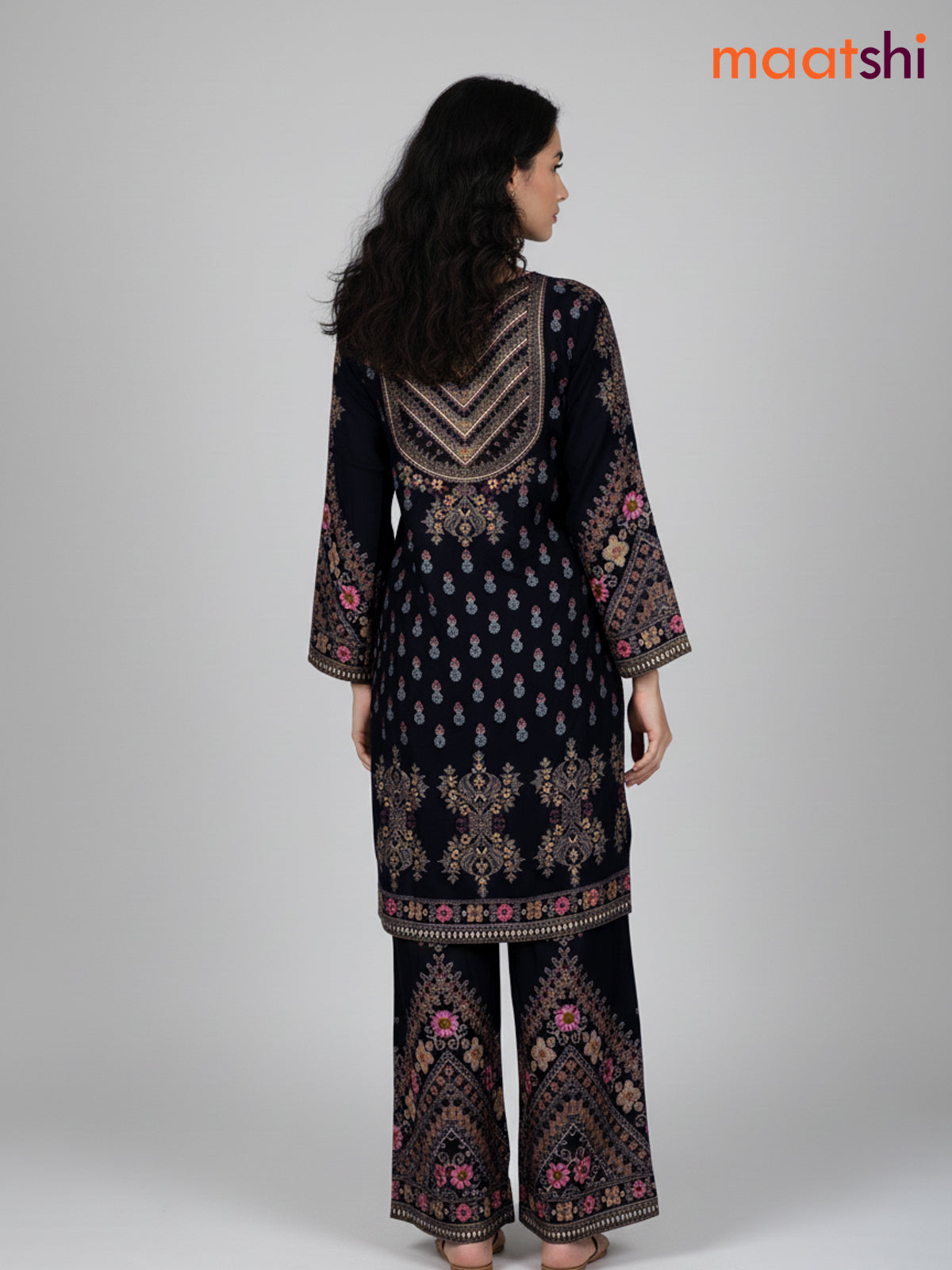Black Muslin Ajrakh Printed Co-Ord Set