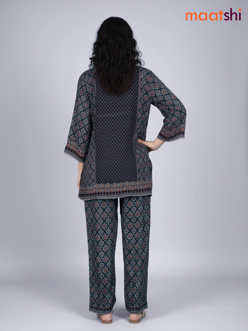 Black Muslin Ajrakh Printed Co-Ord Set