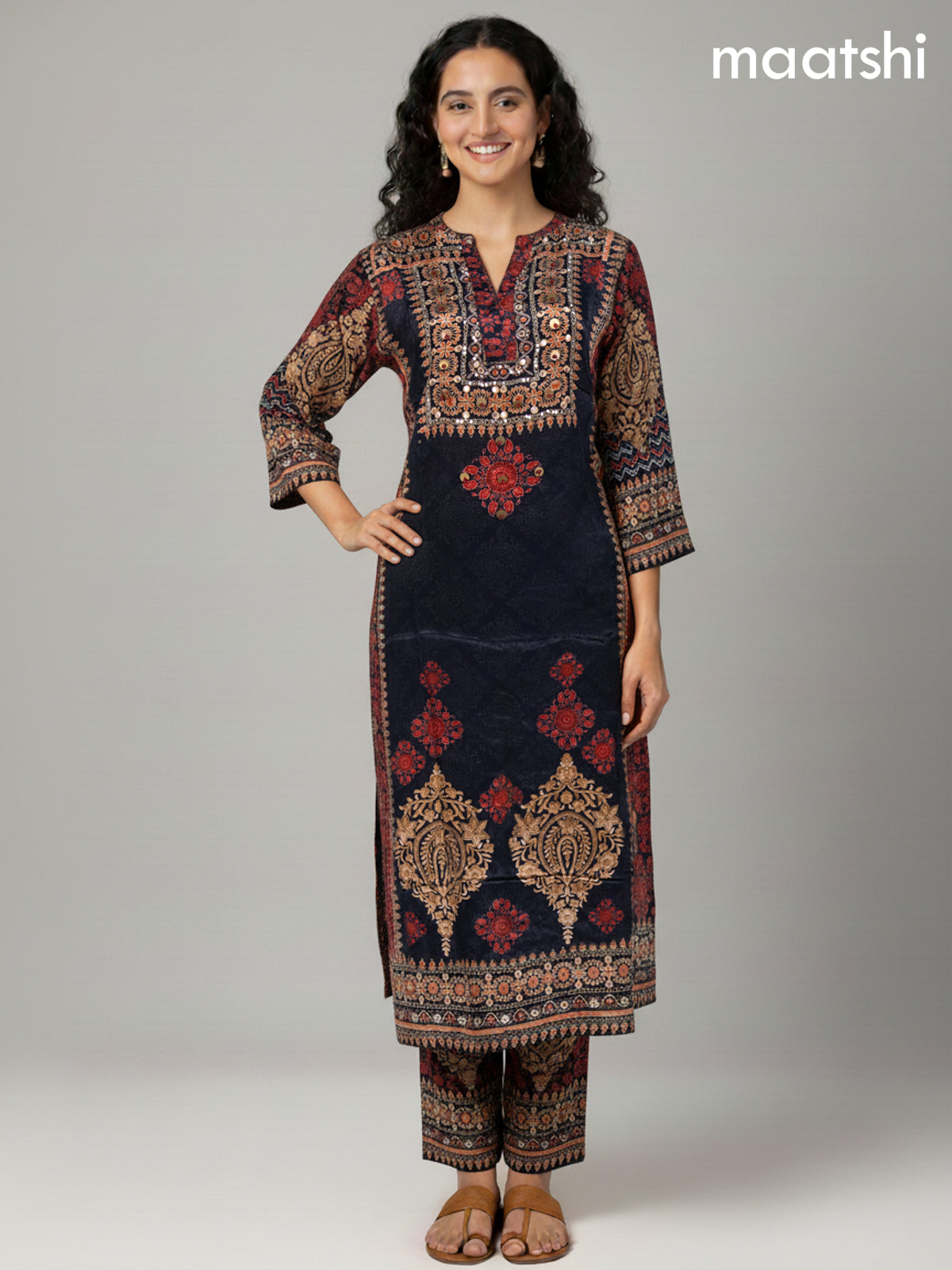 Black Crepe Silk Printed Co-Ord Set