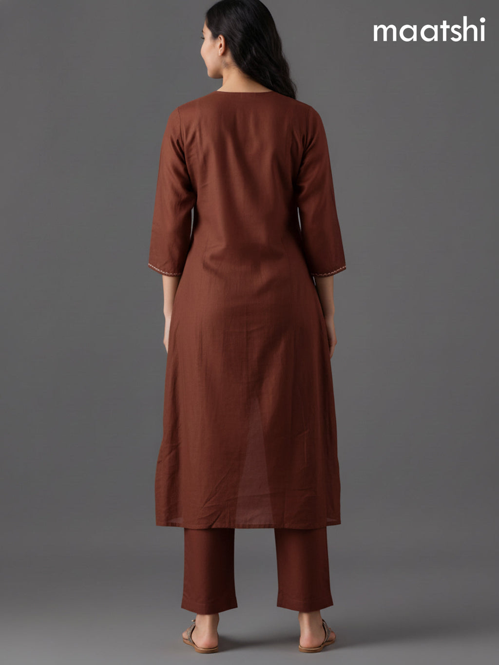 Brown Mul Chanderi Zardosi Work