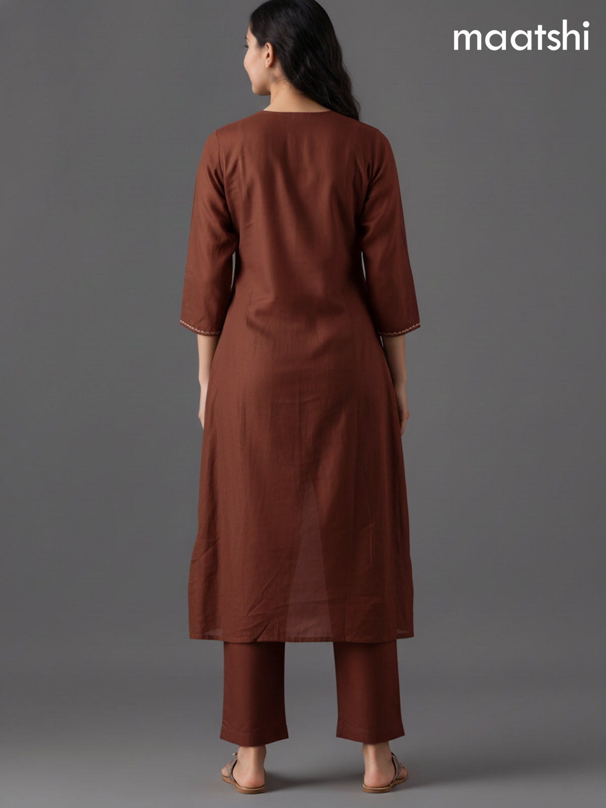 Brown Mul Chanderi Zardosi Work