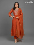 Rustic Orange Mul Chanderi Zardosi Work Anarkali Suit