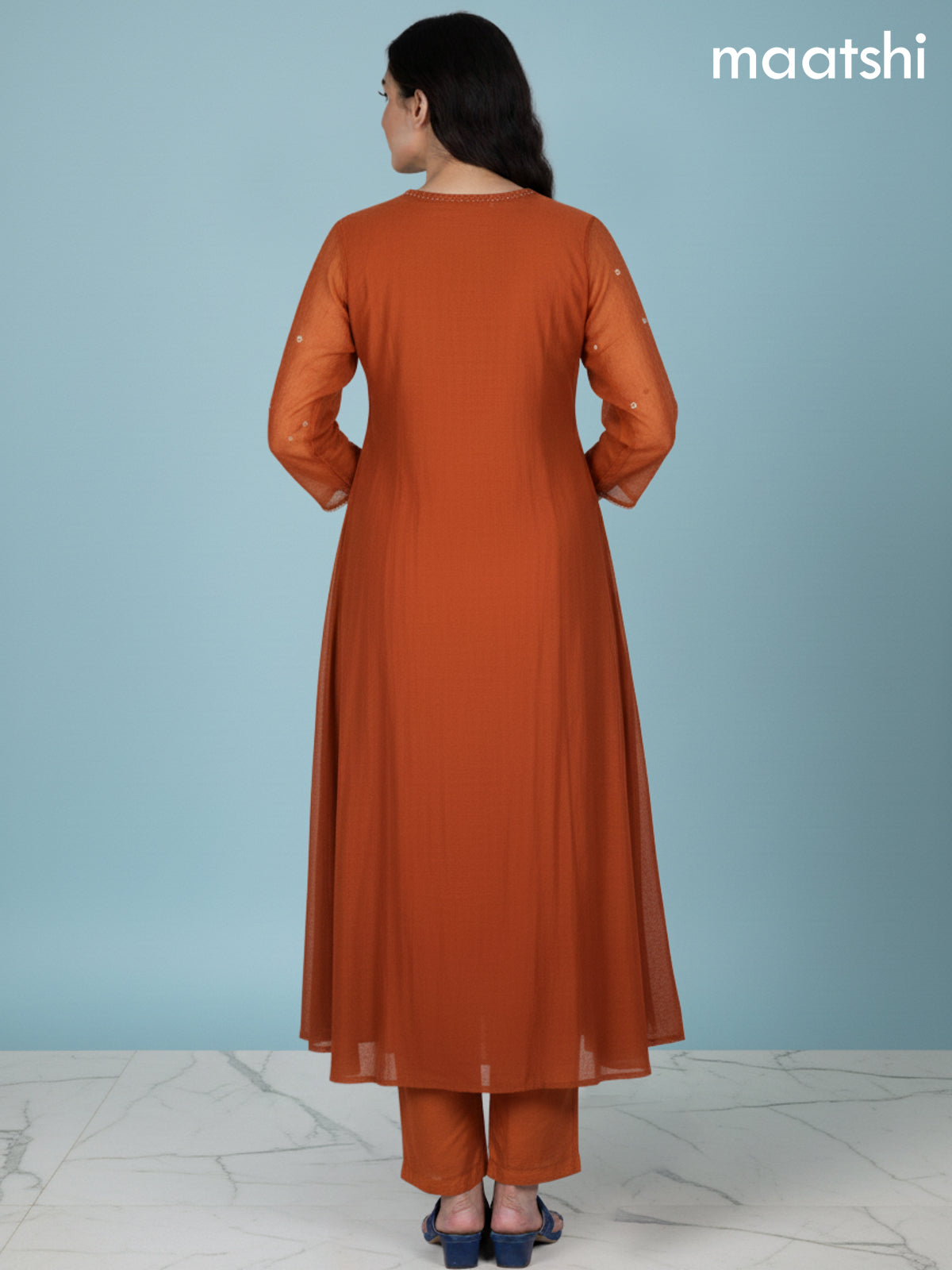 Rustic Orange Mul Chanderi Zardosi Work