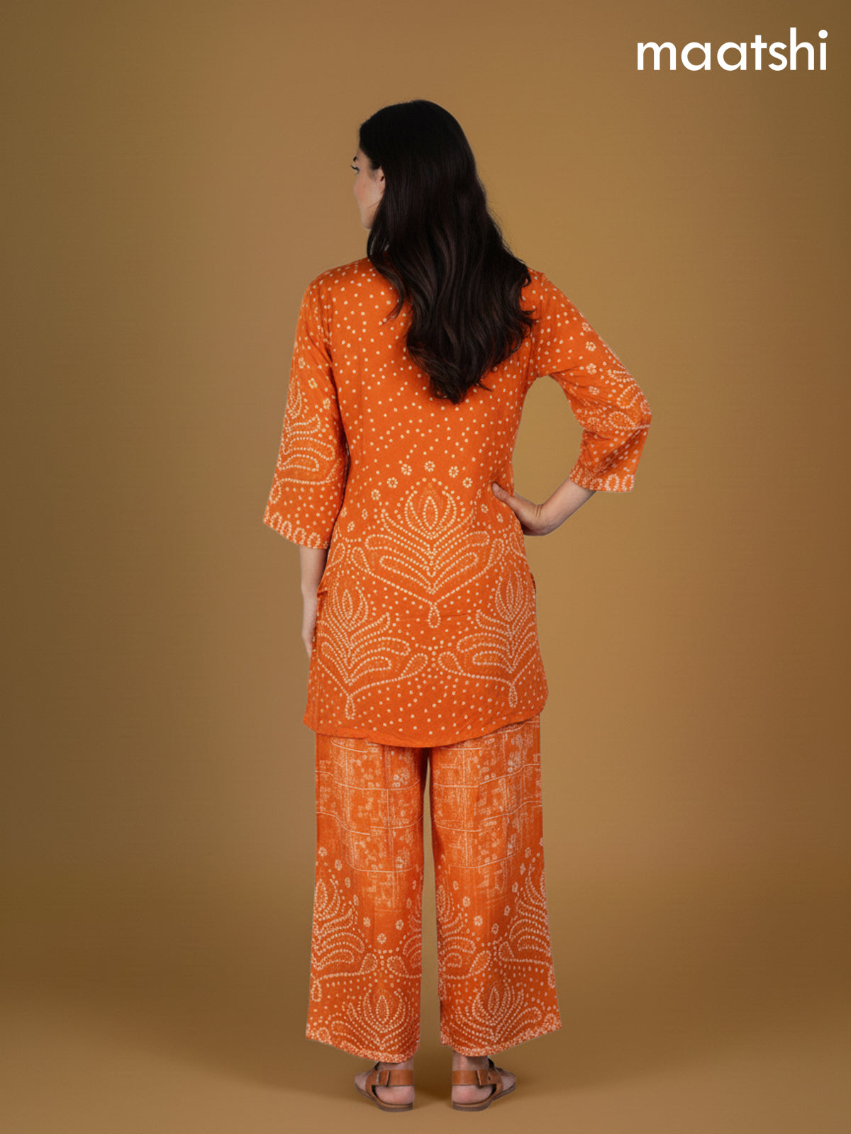 Orange Crepe Silk Bandhini Printed Co-Ord Set