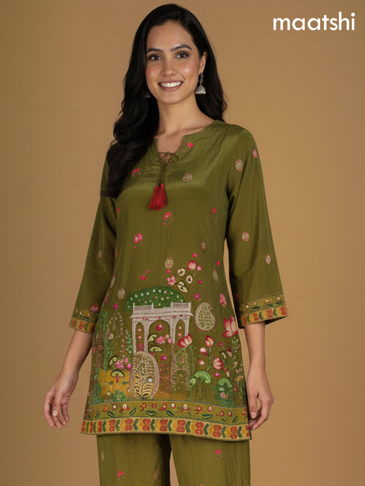 Mehendi Green Crepe Silk Printed Co-Ord Set