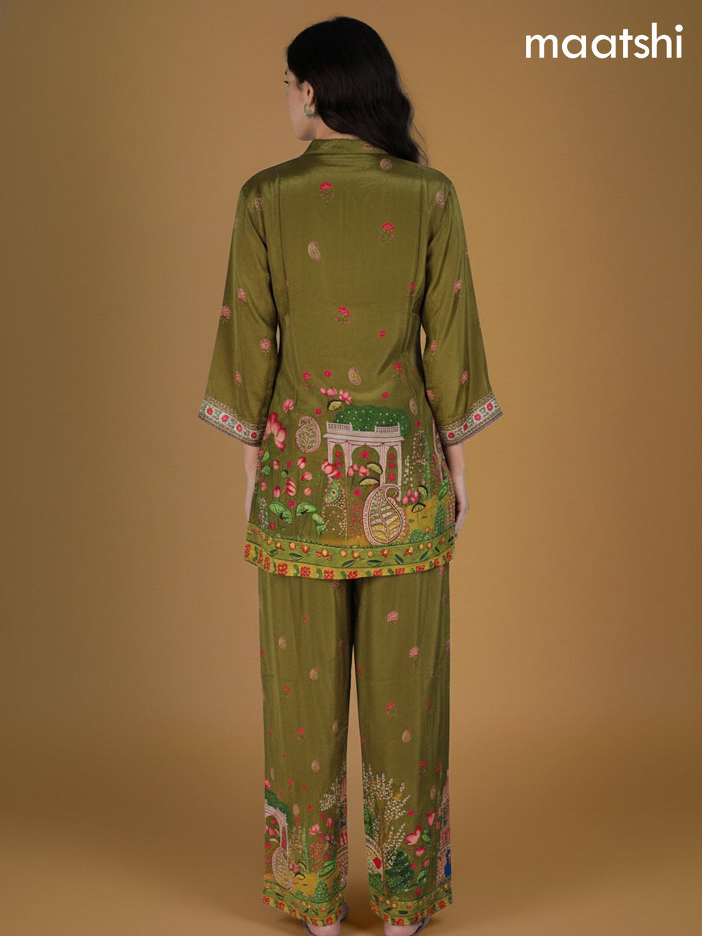 Mehendi Green Crepe Silk Printed Co-Ord Set