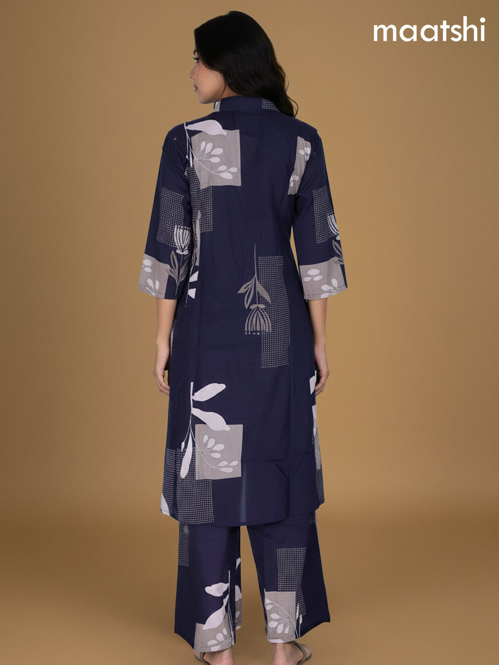 Navy Blue Cotton Printed Co-Ord Set