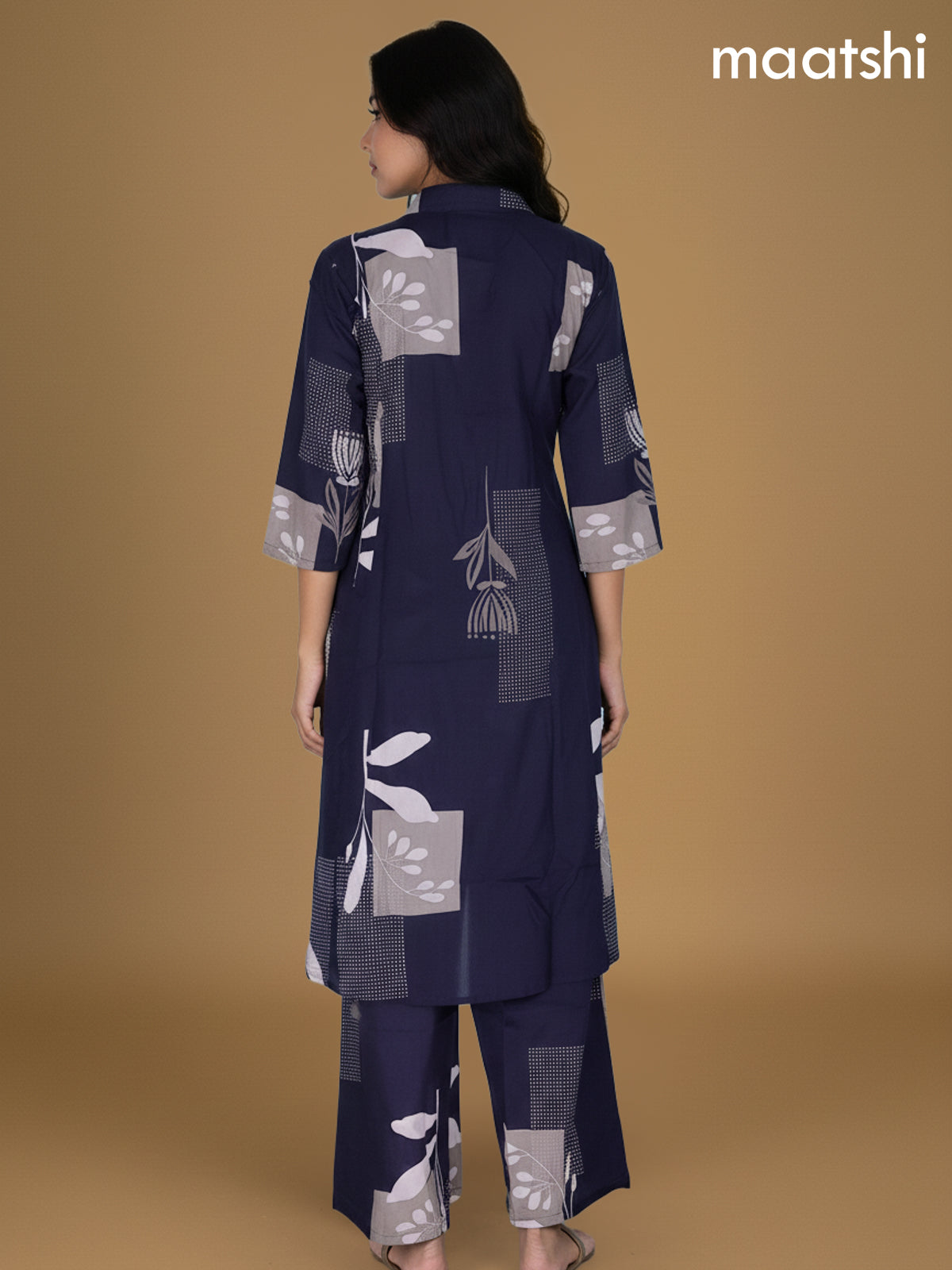 Navy Blue Cotton Printed Co-Ord Set