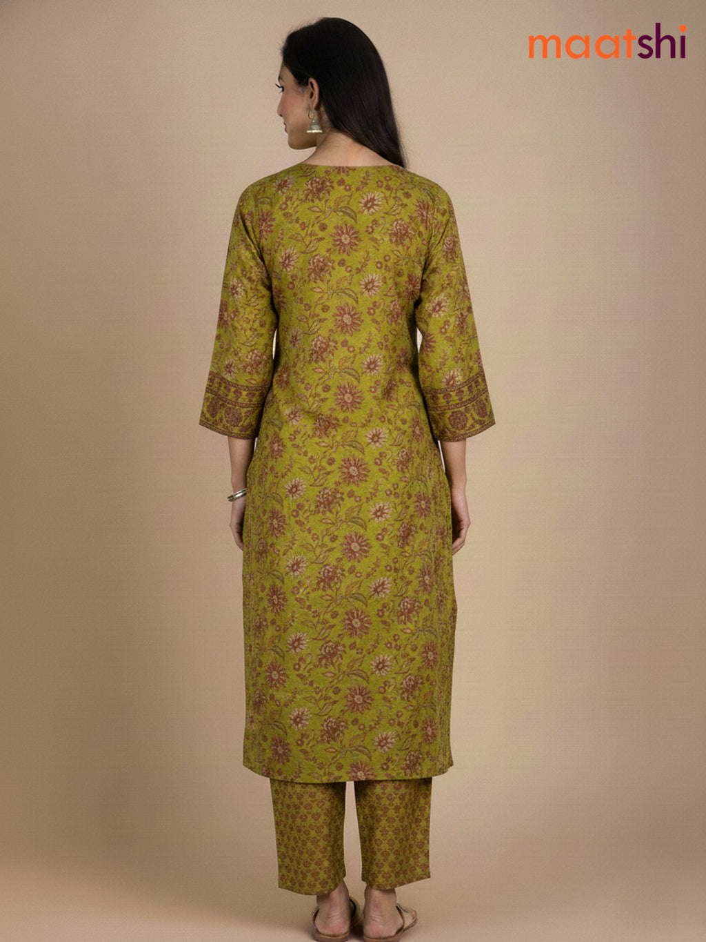 Green Shade Cotton Kalamkari Printed Anarkali Suit