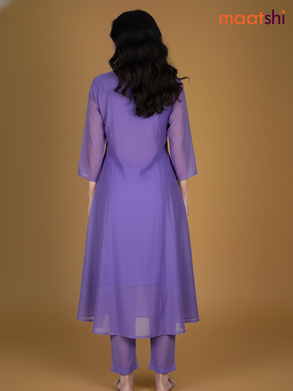 Lavender Mul Chanderi Embroidery Work Anarkali Suit