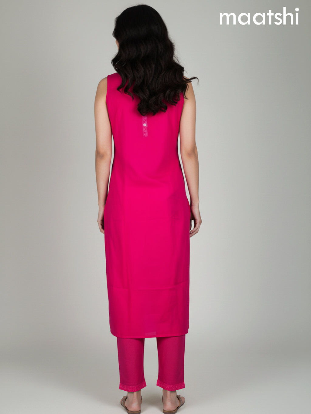 Pink Cotton Ajrakh Printed Neck Pattern Straight Suit