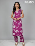 Magenta Pink Cotton Floral Printed Co-Ord Set