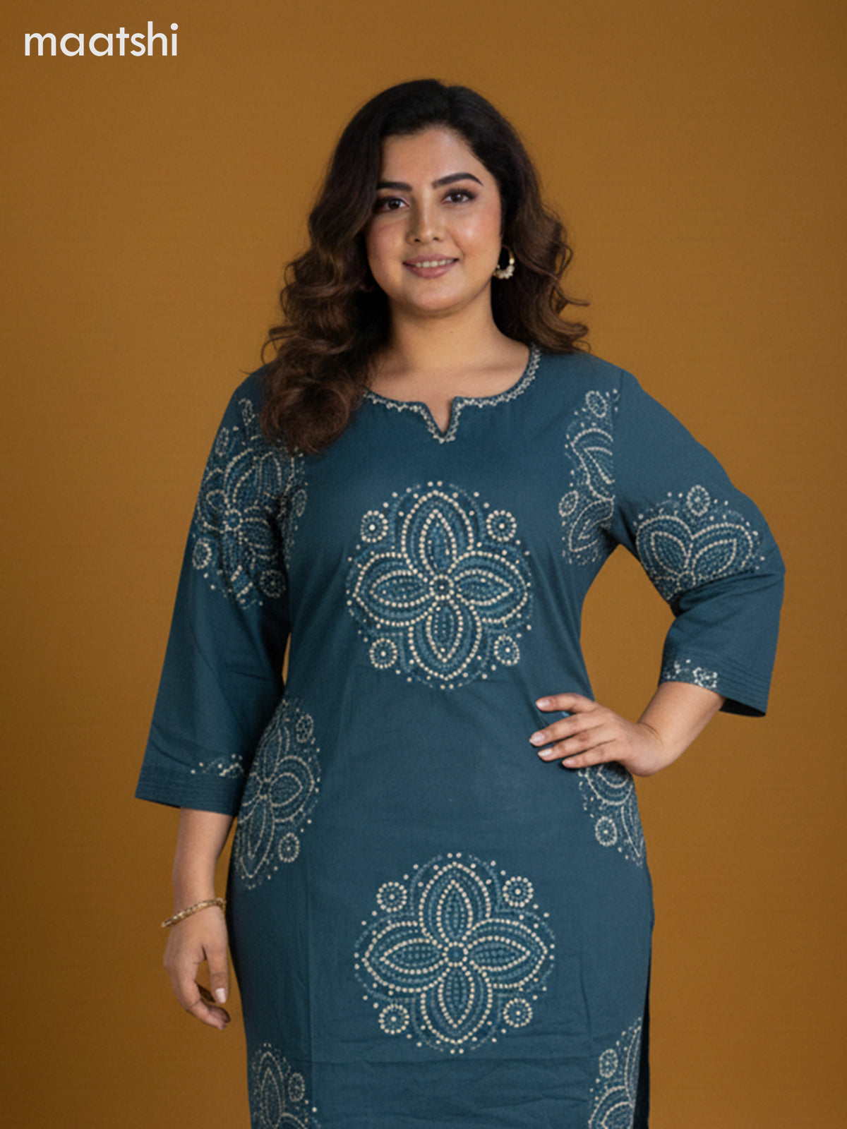 Peacock Green and Cotton Bandhani Printed Straight Suit