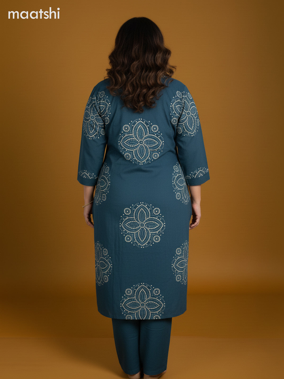 Peacock Green and Cotton Bandhani Printed Straight Suit