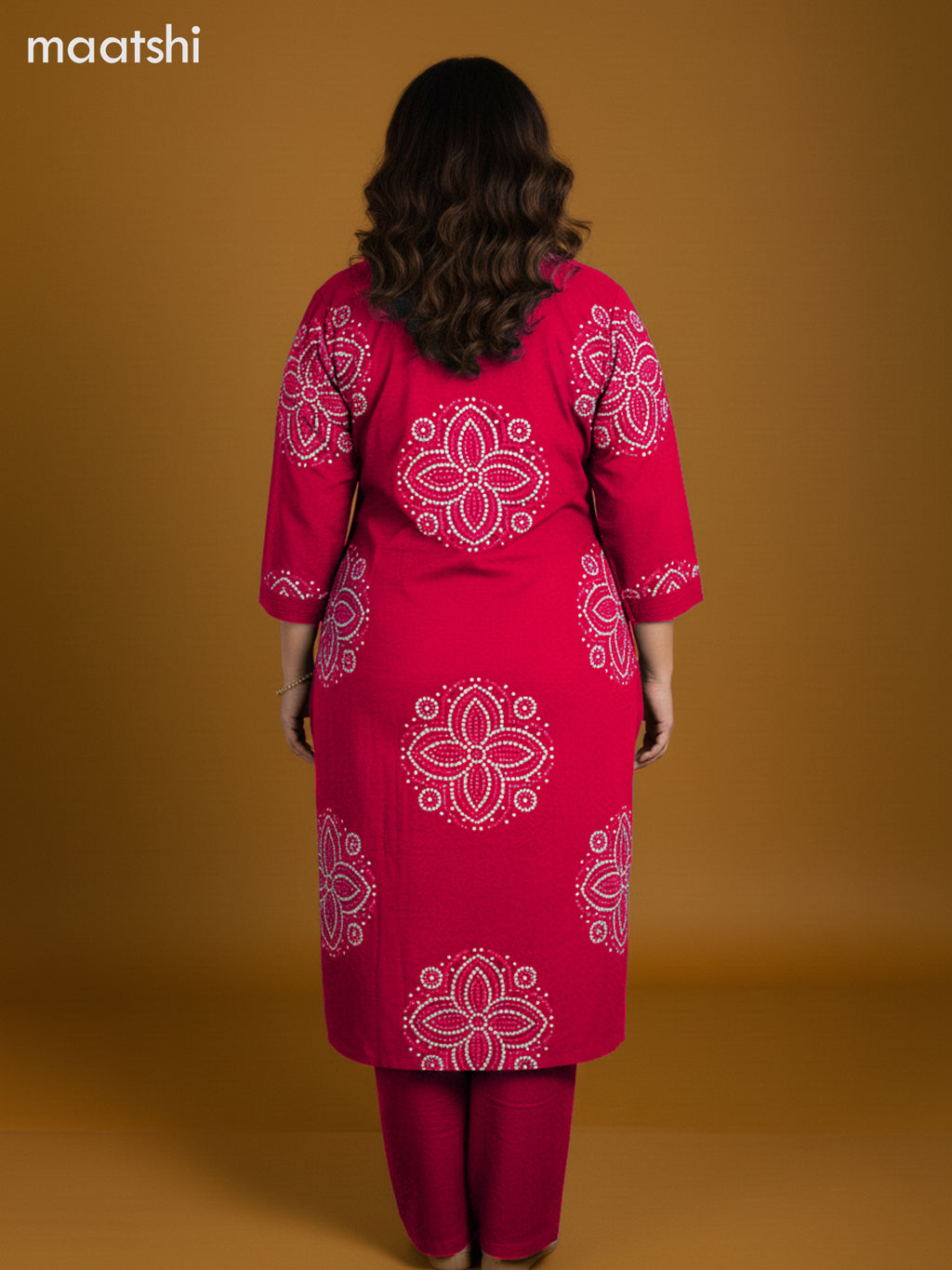 Pink Cotton Bandhini Printed Straight Suit