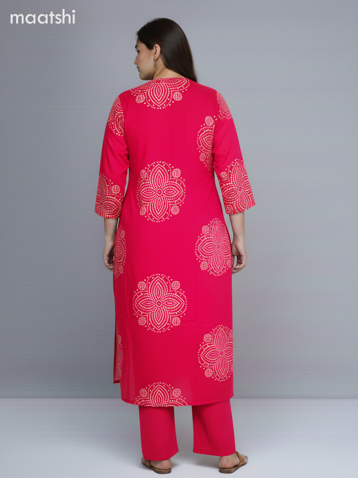 Pink Cotton Bandhini Printed Straight Suit