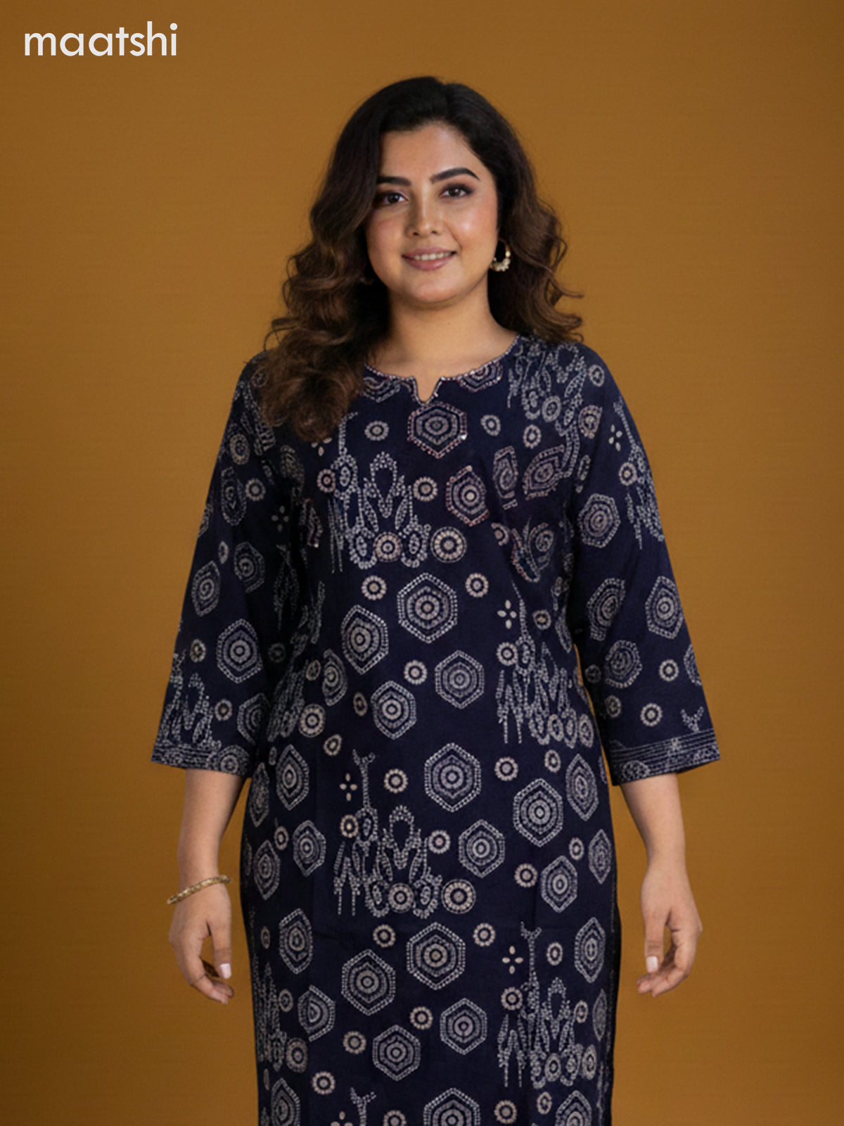 Purple Cotton Printed Straight Suit
