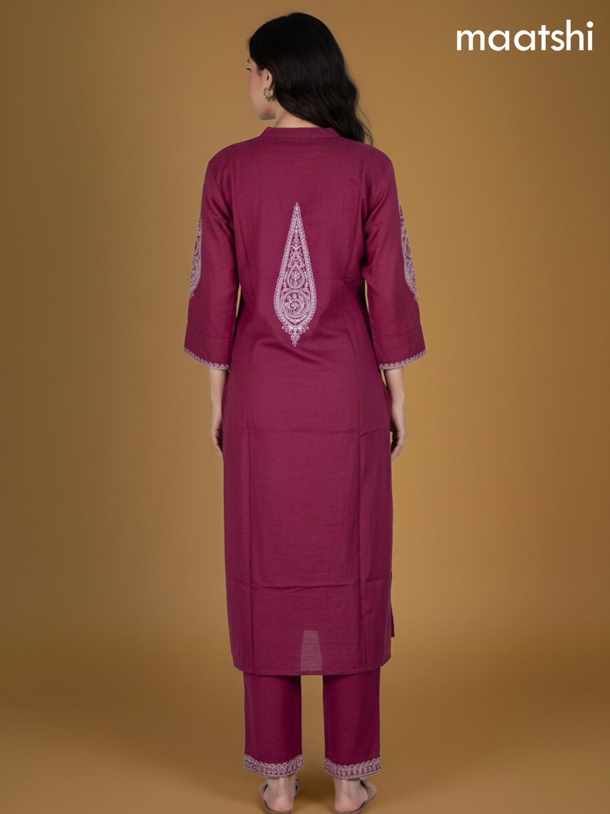 Magenta Pink Cotton Pintuck Design Kurti Set