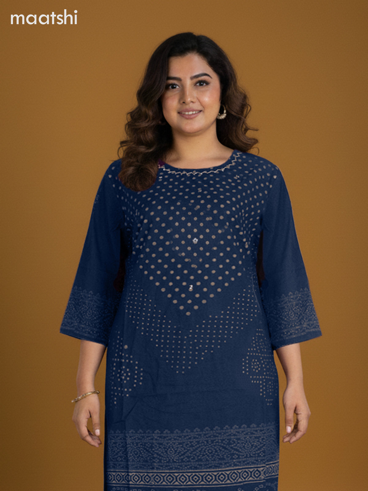 Peacock Blue Cotton Printed Straight Suit