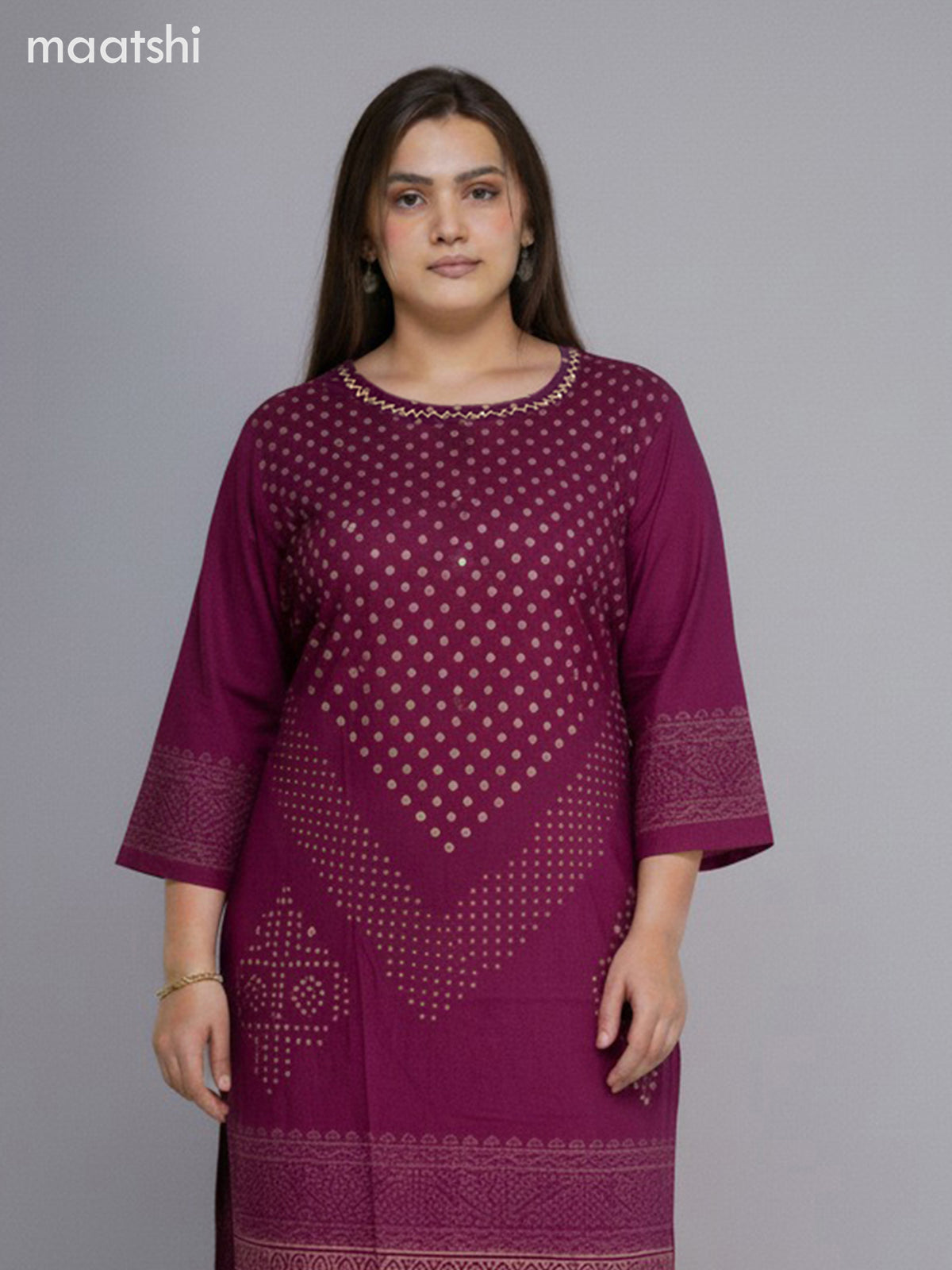 Magenta Pink and Cotton Printed Straight Suit