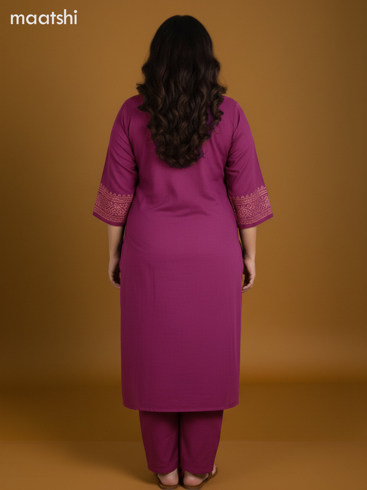 Magenta Pink and Cotton Printed Straight Suit